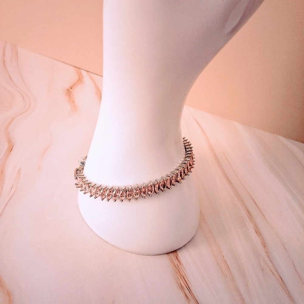 Pretty Bird 18K White Gold Plated Pink Crystal Bracelet - Picture 8 of 16